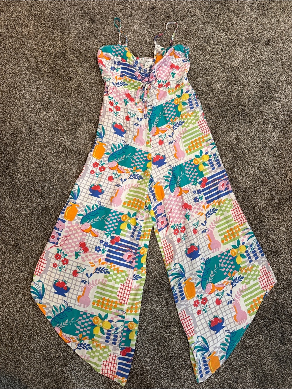 Japna Multicolor Floral & Geometric Print Wide-Leg Jumpsuit